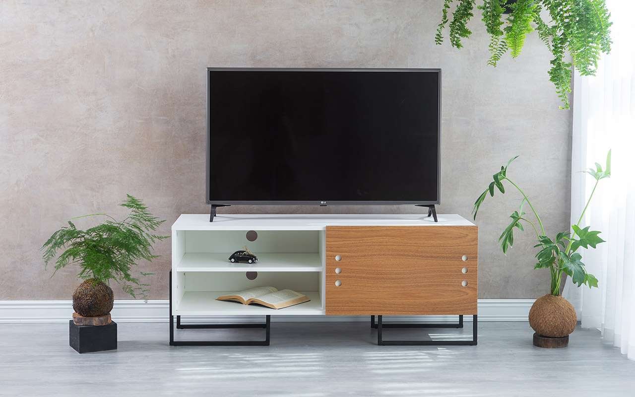 小物 reik Rack Pequeno Estilo Industrial com Porta de Correr Crosby 120 cm
