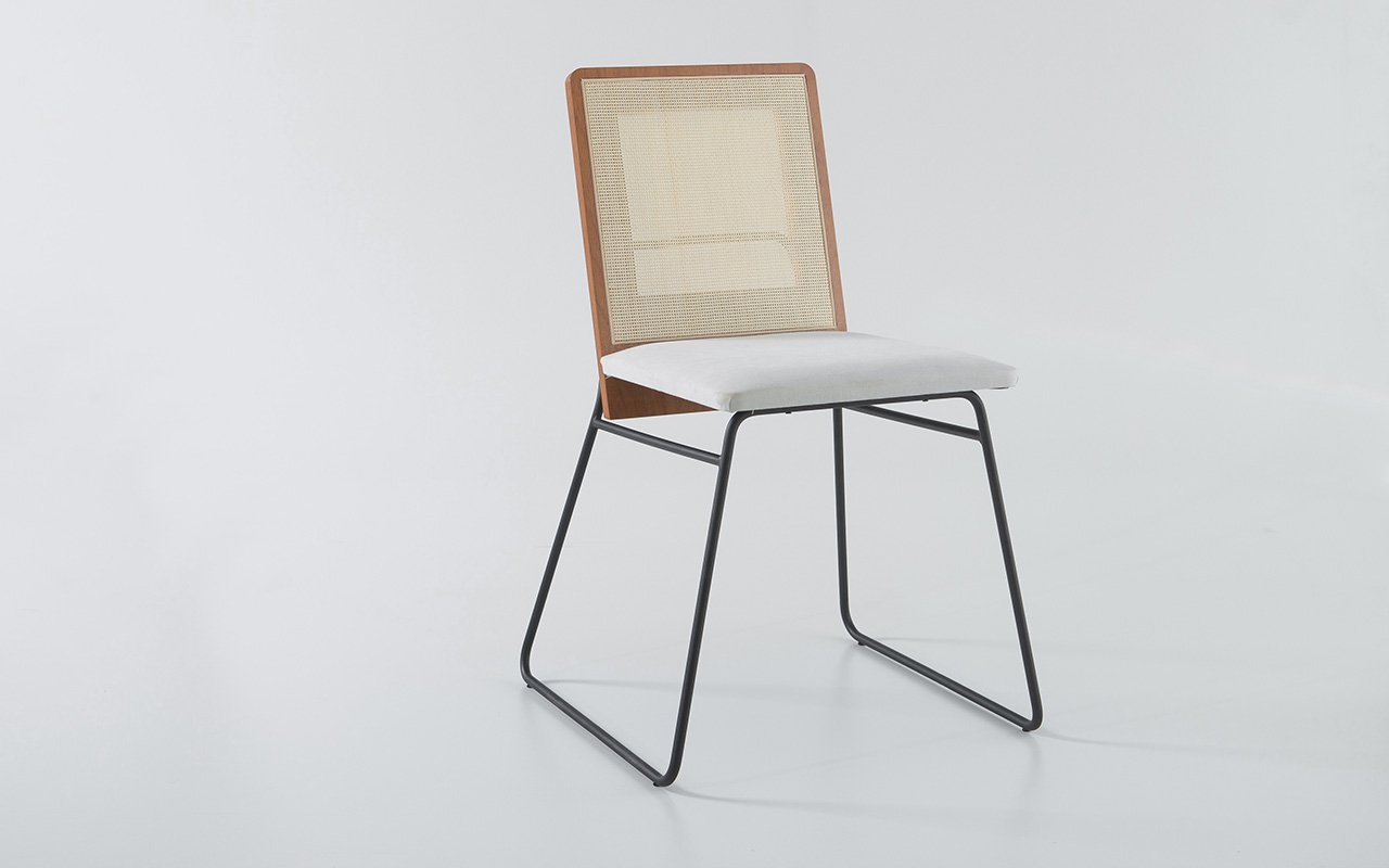 Cadeira com Palhinha de Metal Bend 02 Jatobá e Tec. OffWhite 003